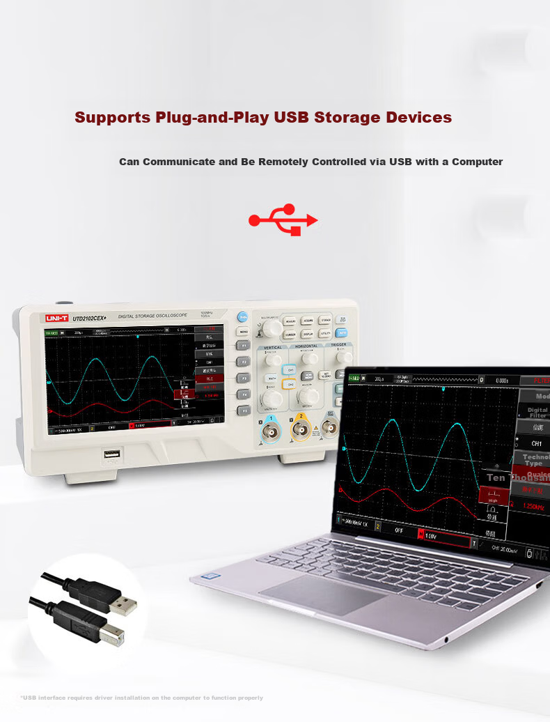 UNI-T UPO1204X-E 4-Channel Digital Oscilloscope 200MHz Bandwidth 2GSa/s Digital Phosphor Oscilloscope 9