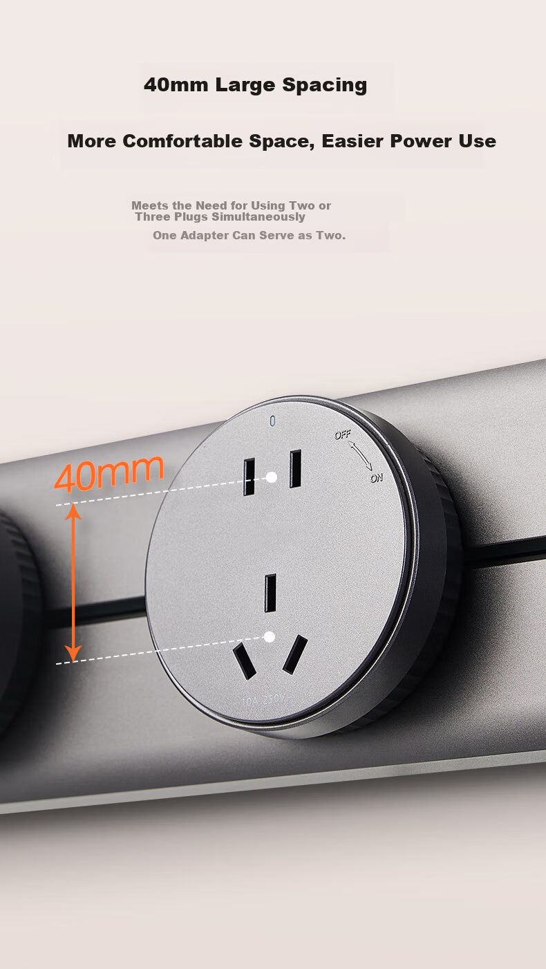 Midea Ultra-thin Upgraded Wall-mounted Track Power Strip with Switch, Surface-mounted Movable Rail Socket for Dining Cabinet, 40cm Track with 2 Five-hole Outlets, Black 10