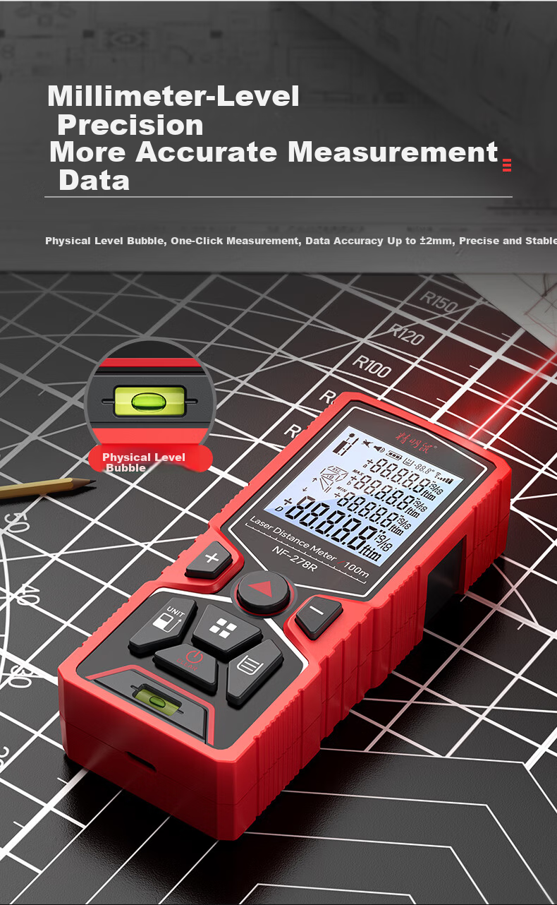 Smart Mouse NF-278G-60 Green Light Laser Distance Meter Handheld High-Precision Electronic Ruler Infrared Room Measuring Device 60m Range Millimeter Accuracy 2