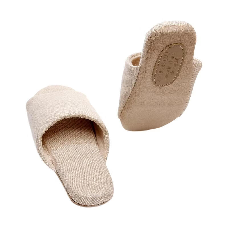 Guoluofi Japanese Style Slippers Spring Autumn Silent Non-Slip Indoor Breathable Four Seasons Slippers Beige Size 44-45