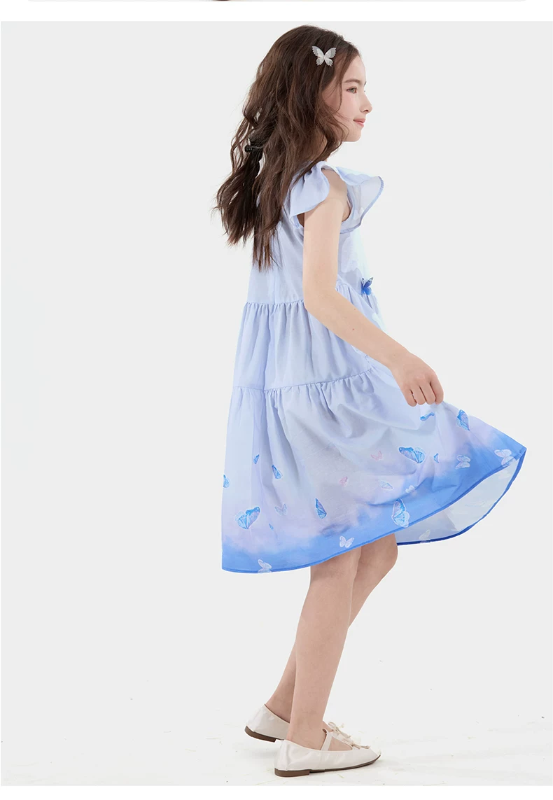 Disney Girls Summer Cotton Dress New Fashion Princess Dress Thin EQ075 Blue Size 130 7