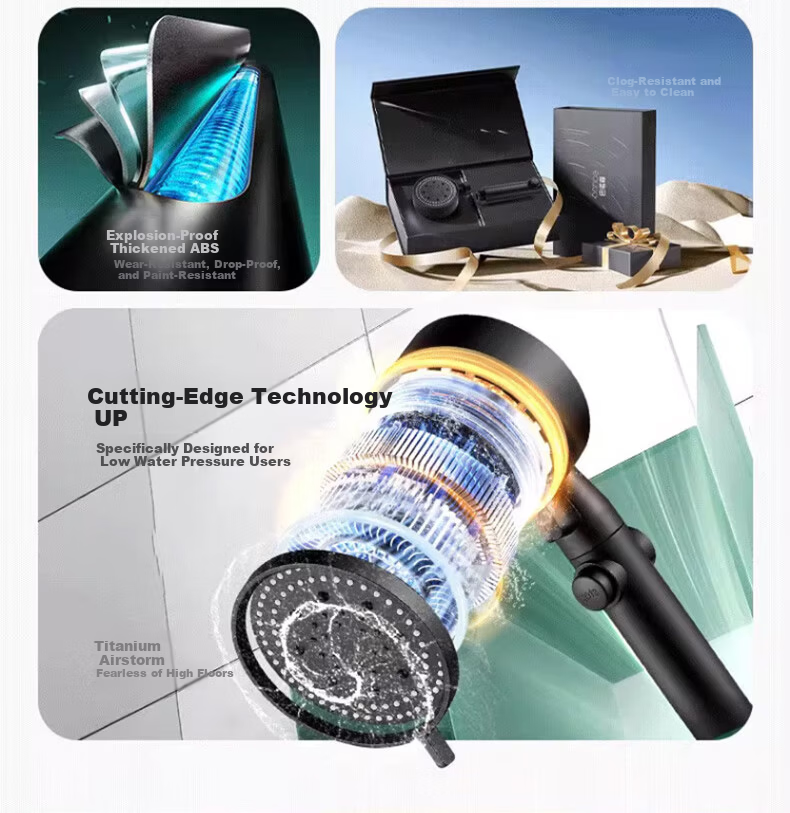 ILeddog [Germany] High-Pressure Shower Head Booster Powerful Water Flow Bathroom Shower Hose Set HL-001 4