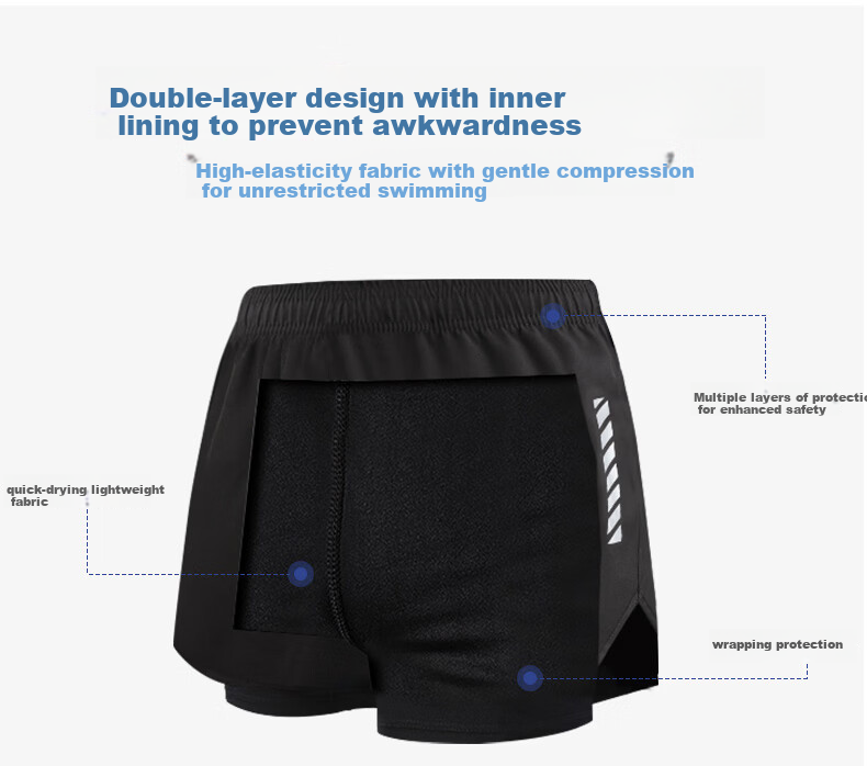 BURUITE Men's Swimwear Set Swim Trunks Anti-Embarrassment Boxer Briefs Summer Full-Body Top Hot Spring Gear 3