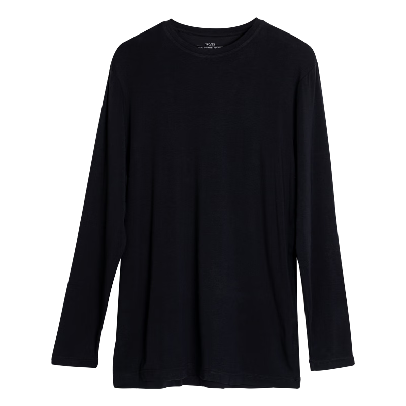 Hodohome Men's Silk Base Layer T-Shirt, Round Neck Long Sleeve, Women's Solid Color Simple Fashion Inner Wear Outer Wear, Size 175