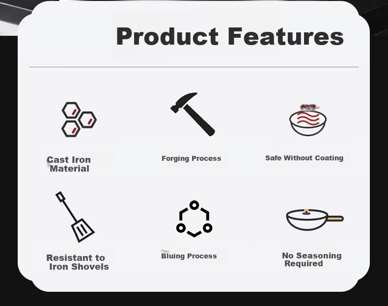 Quanpinwu Cast Iron Stir-Fry Pan Non-Coated Seasoned Non-Stick Round Bottom Large Capacity Gas Stove Wok with Lid 36cm 2