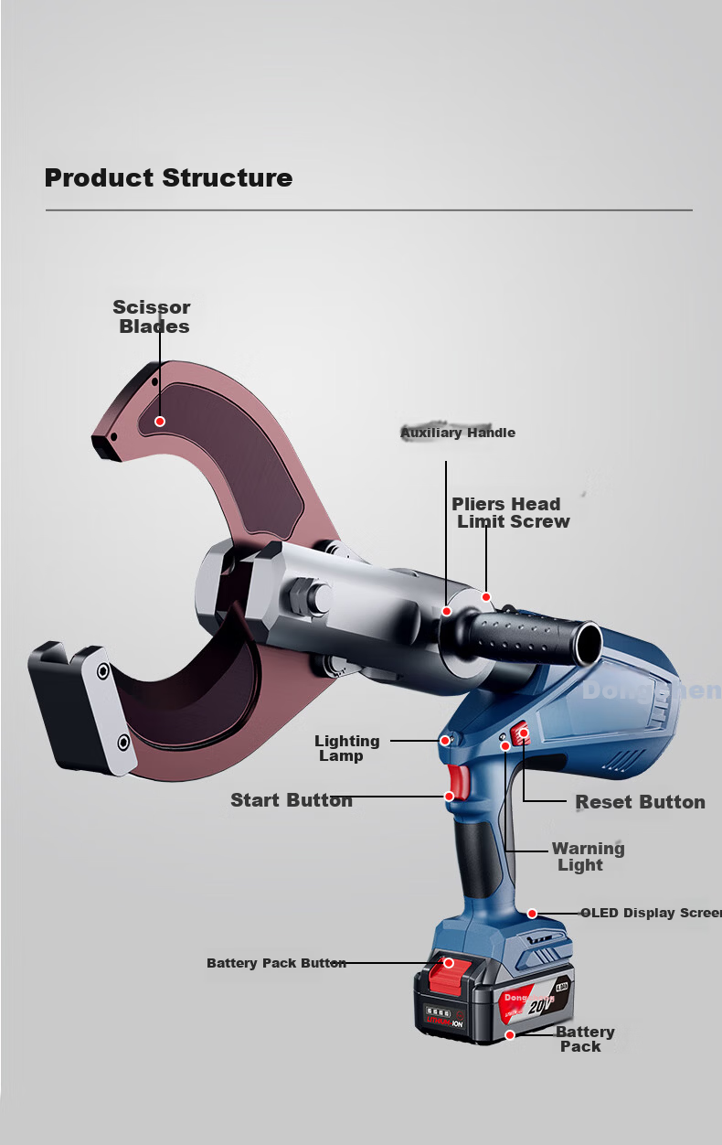 Dongcheng 20V Electric Hydraulic Cutter DCYJ120E Cordless Hydraulic Cable Cutter Multifunctional Wire Cutter Pliers 7