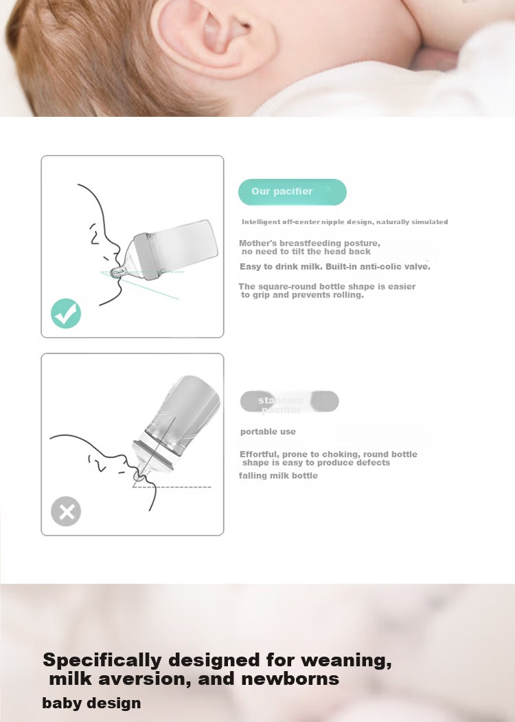 Aibao Bear Square Baby Bottle Nipple Accessory Stage 3 Round Hole 6+ Months (Compatible with Various Hegen Square Bottles) 3