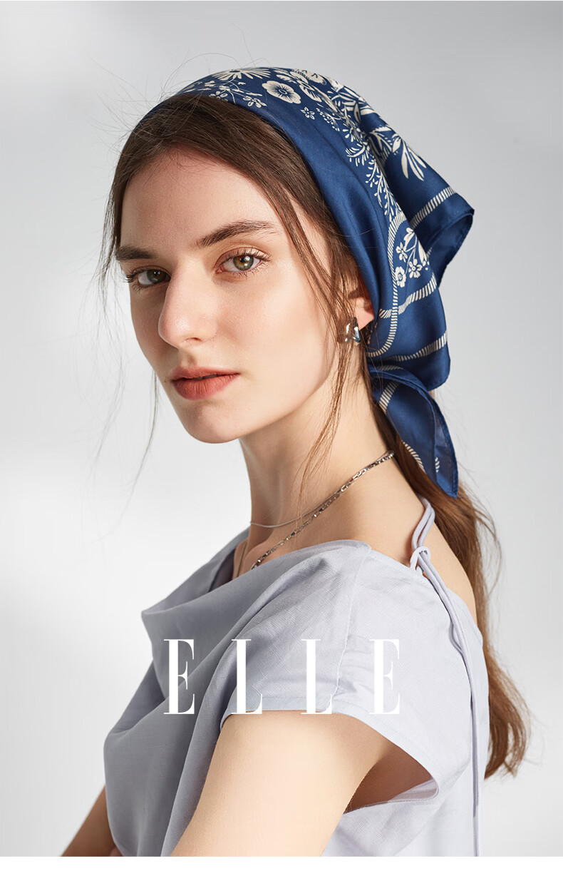 ELLE Modal Silk Scarf Women's Summer Fashion Versatile Casual Floral Print Square Neck Scarf New Gift 20
