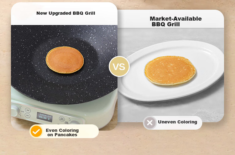 Buydeem 32cm Non-stick BBQ Grill Pan Steak and Egg Maker Teppanyaki Cassette Stove Charcoal Outdoor Starry Black 6