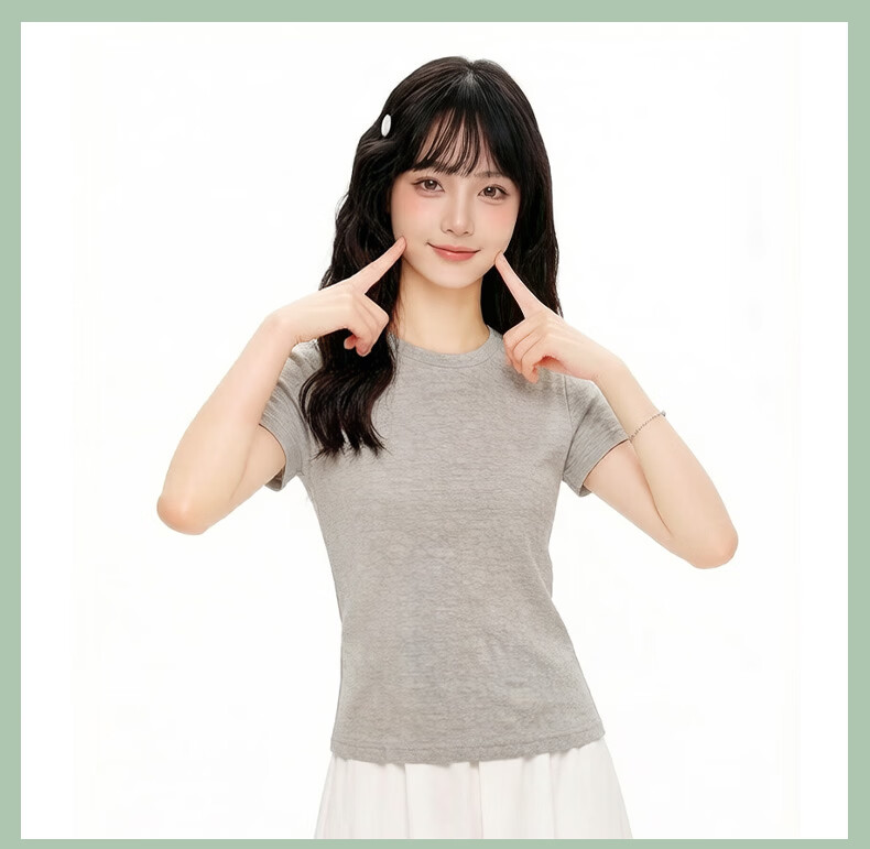 Xunmianren Women's Summer Solid Color Crew Neck Breathable Short Sleeve Slim Fit T-Shirt 9