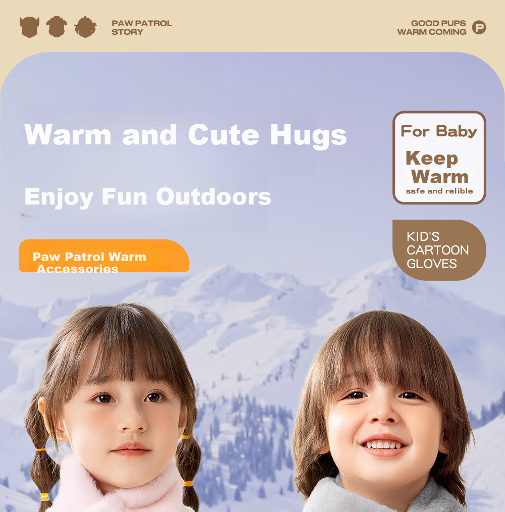 PAW PATROL Kids Scarf and Neck Warmer with Five-Finger Gloves Set for Boys and Girls, 2-Piece, Gray 1