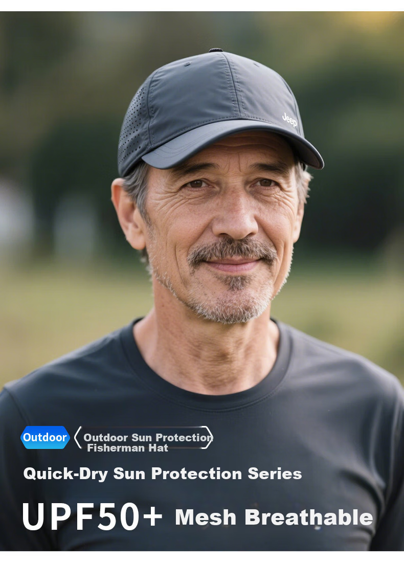 JEEP Men's Dad Hat, Summer Breathable Sun Protection, Elderly Baseball Cap, Quick-Drying Sunshade for Middle-Aged 2