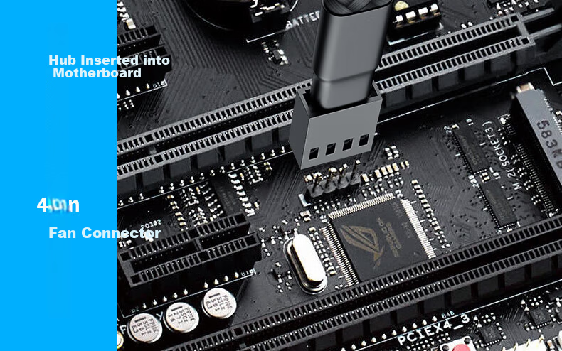LinkStone 4Pin Case Motherboard Fan Extension Cable, One-To Desktop Computer Motherboard 3Pin Hub Splitter, One-To Adapter Cable, Supports PWM Intelligent Temperature Control 5