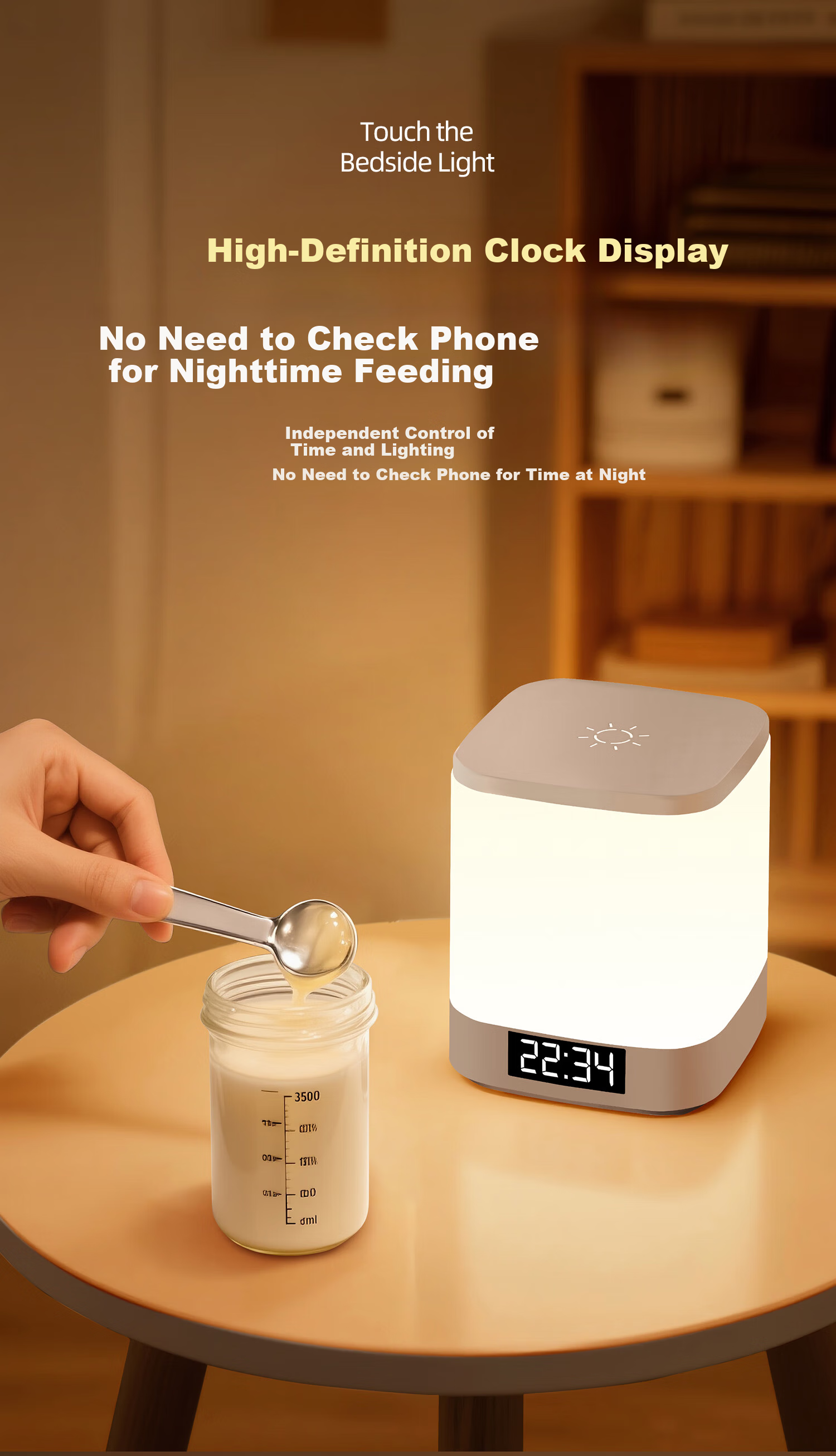 XinYouSuoShu Voice-Controlled Smart Night Light Voice-Activated Sensor Bedside Lamp Bedroom Rechargeable Baby Feeding Eye Protection Sleep Companion Light 6
