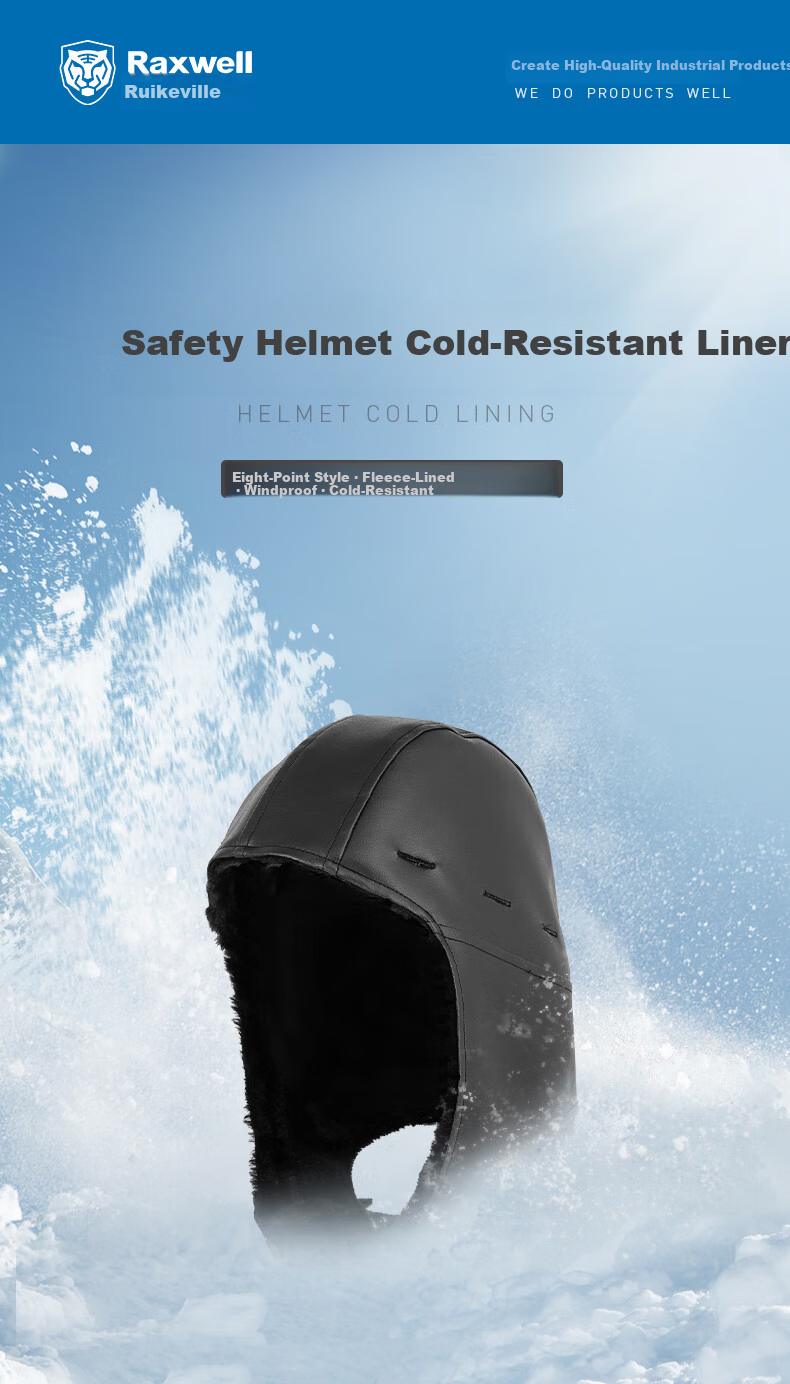 Raxwell Winter Safety Helmet with Removable Fleece Lined Thermal Cotton Padding, 8-Point Design, 1 Piece/Bag RW5140 1