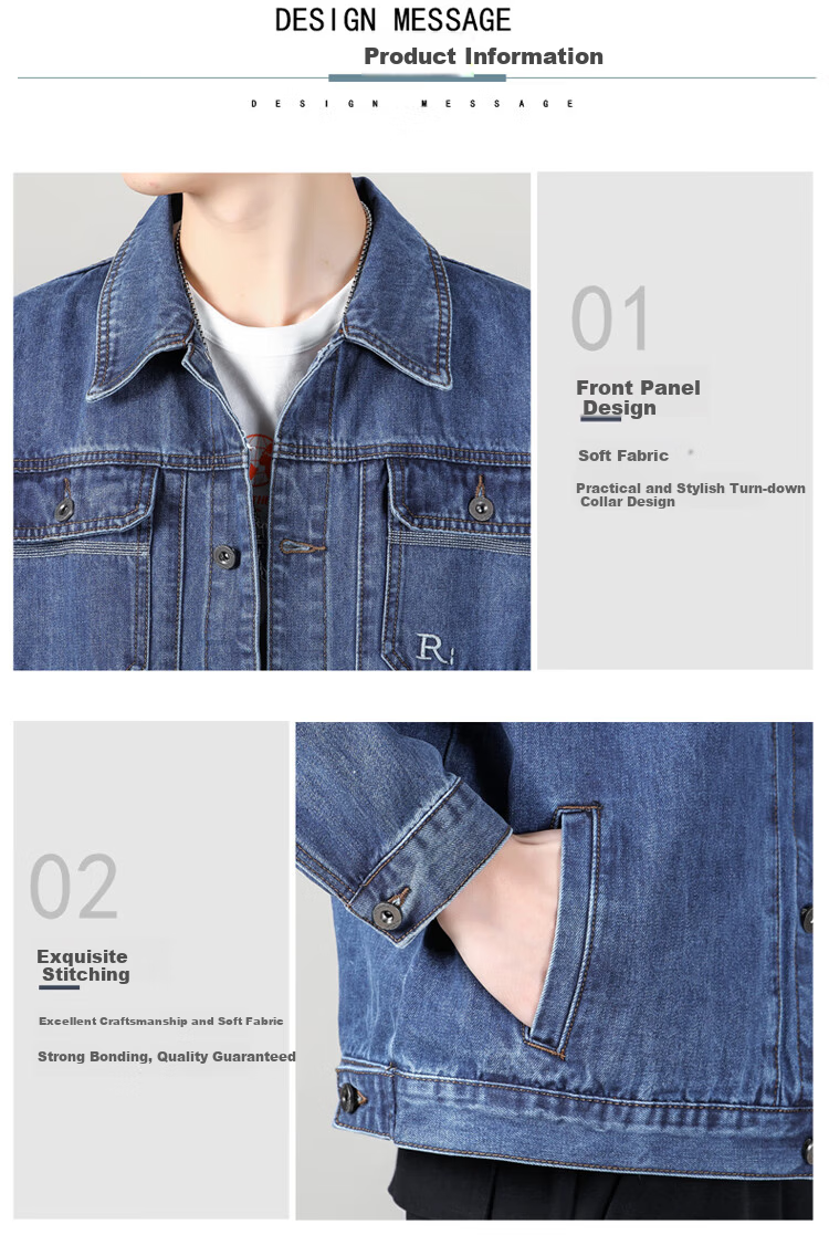 Pierre Cardin Jacket for Men, Spring And Summer Versatile Embroidered Lapel Casual Denim Coat, EPBLY6017, Light Blue, Size L 14