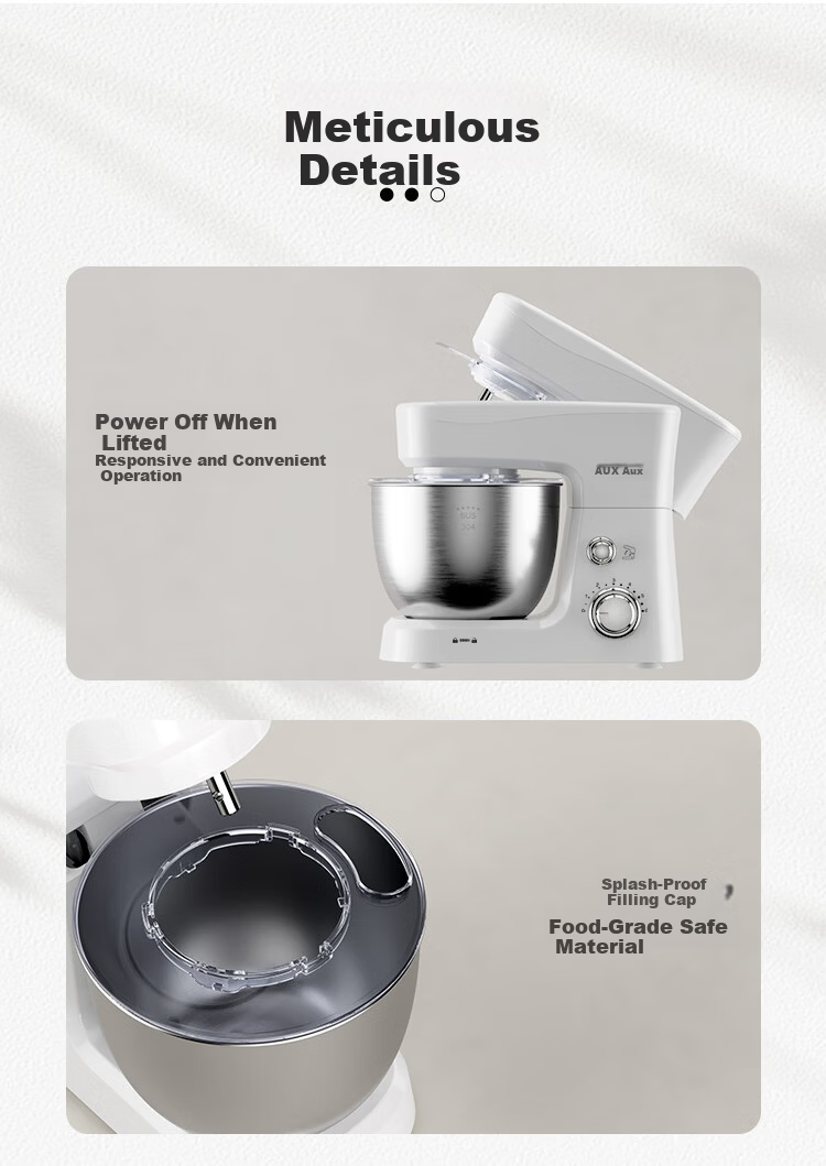 AUX 3.5L Multifunctional Kitchen Stand Mixer Dough Kneading Machine 600W Automatic Egg Beater Cream White SC-207 8