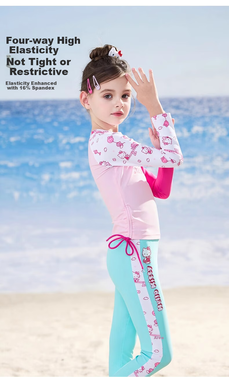 F.DYRAA & Hellokitty Girls' Two-Piece Sun-Protective Swimwear Set A-Class KC522C0062H Pink Size 130 3