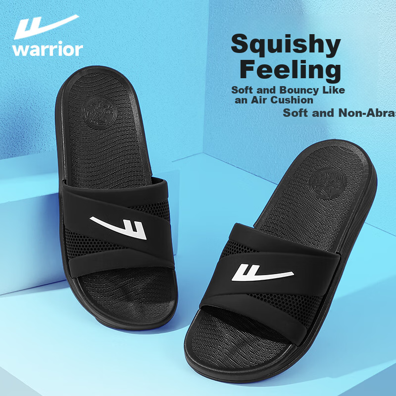 Warrior Official Slippers 2026 Summer Outdoor Beach Couple Sandals Men Non-slip Odor-resistant Slippers Black White Size 39