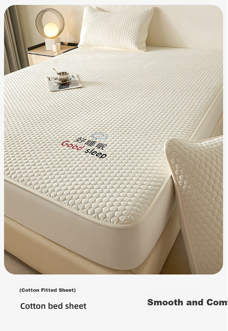 Hodo Class A Cotton Fitted Sheet 1.8x2m Full Coverage Bed Sheet Mattress Protector Misty Gray 4