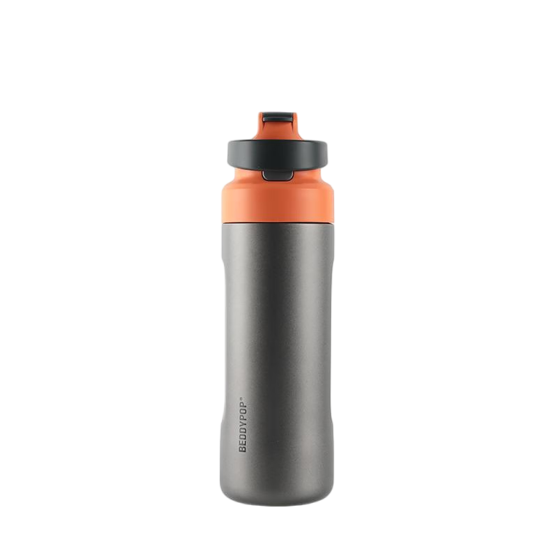 BEDDYBEAR Dynamic Dual-Drink Sports Insulated Bottle Student Portable Large Capacity Straw Cup Cycling Water Bottle 600ML Orange Glow