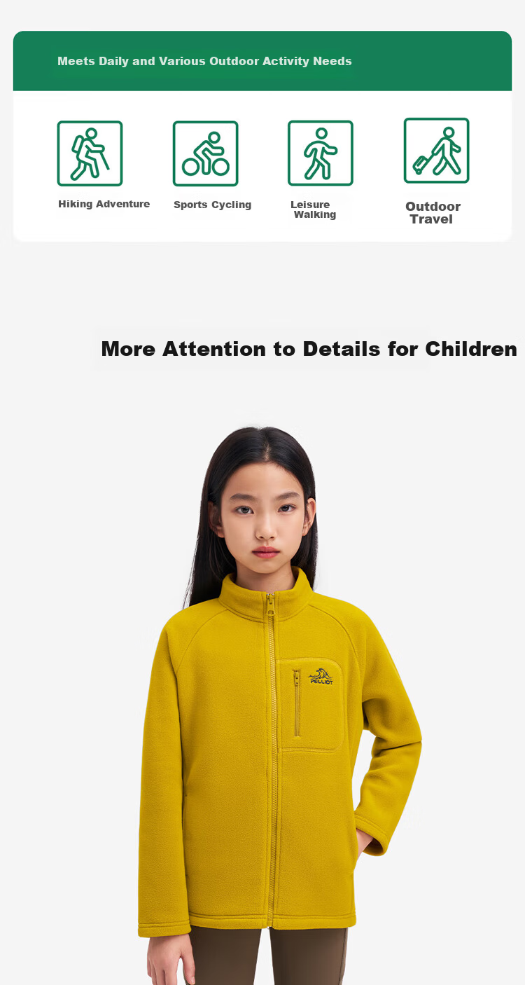 Pelliot Kids Polartec 200 Windproof Warm Fleece Jacket 135310031 Yellow Size 130 7