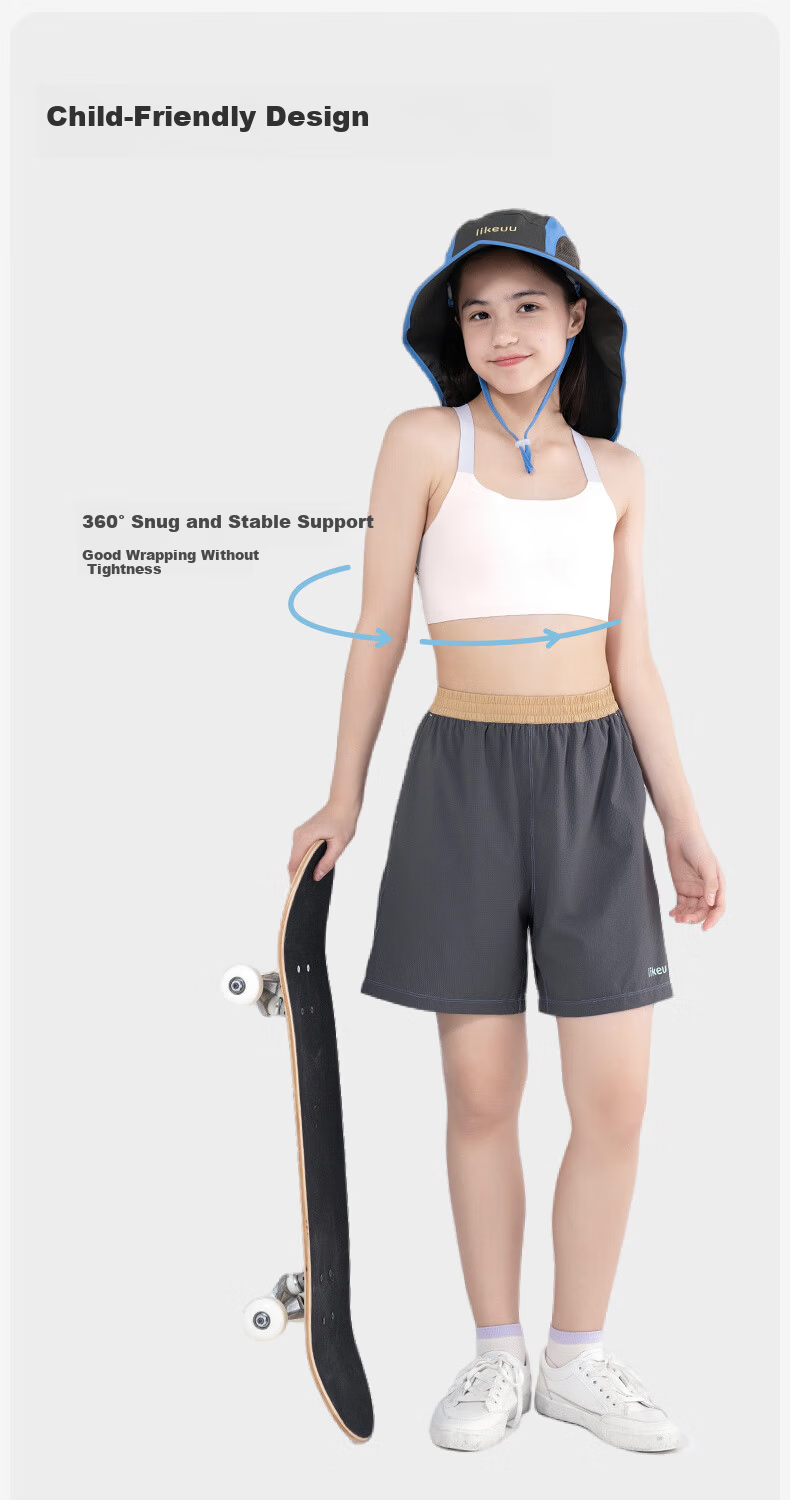Like UU Girls' Middle School Sports Bra Waterdrop Back Development Period High School Youth Development Underwear 7