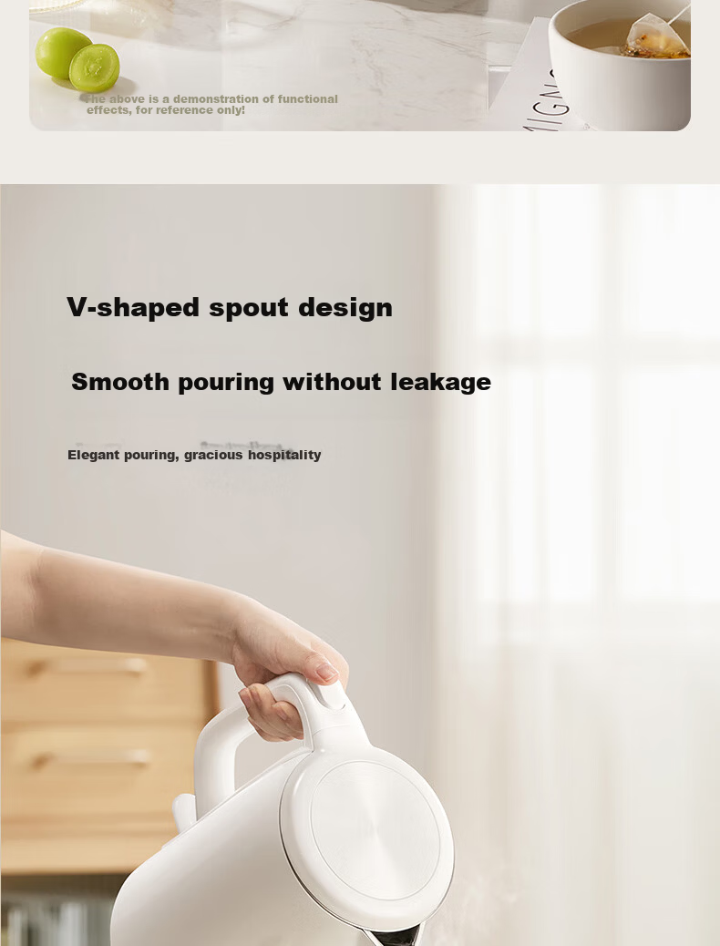 Joyoung ZMD Safe Series 2L Electric Kettle, One-Button Keep Warm, 304 Stainless Steel, Double-Layer Anti-Scald K20FD-W6391 10