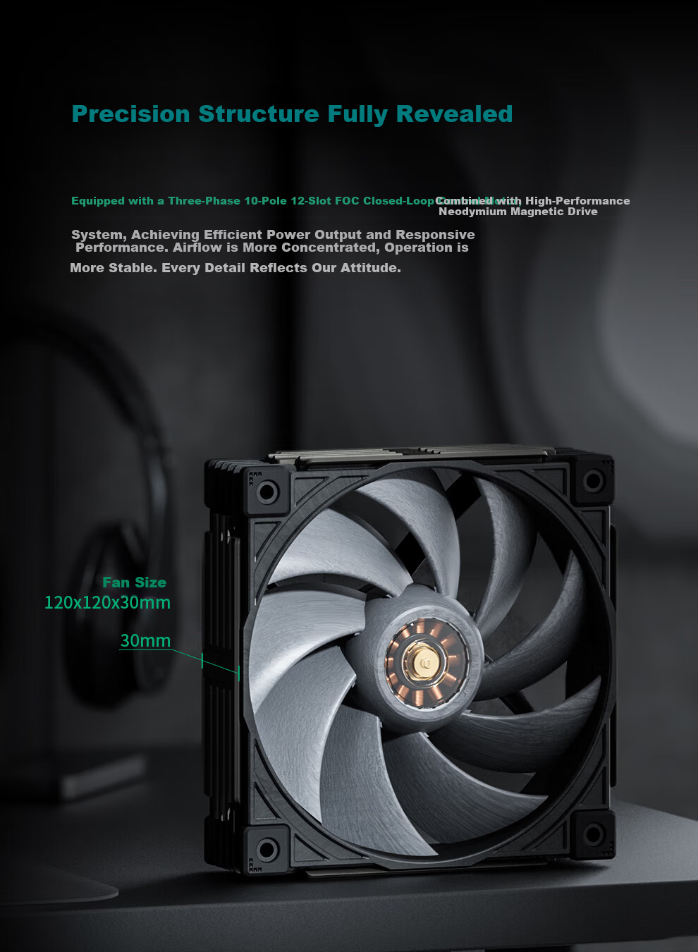 SUDKOO MACH120 Case Fan (Mach 120 Fan / LCP Blades / 30mm Industrial Grade Fan / Adjustable Center White Light / 6-Year Warranty) 3