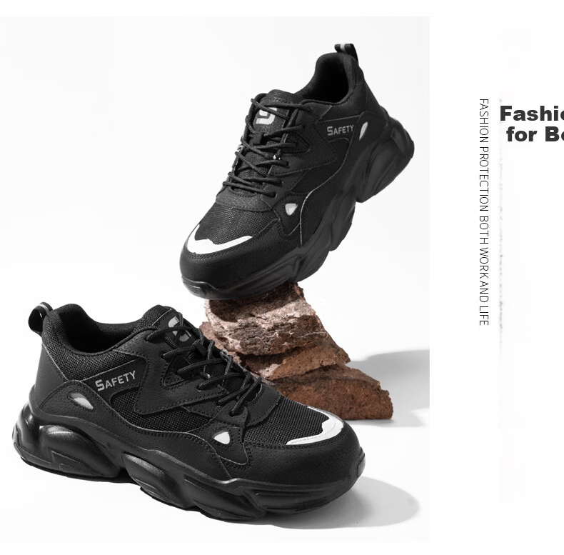 Weirdun Men's Summer Breathable Anti-Smash Steel Toe Anti-Puncture Wear-Resistant Work Safety Shoes F123ST Size 37 7