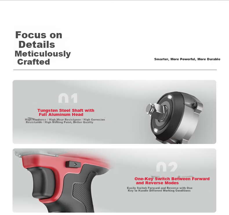 Rot Lithium Battery Brushless Electric Wrench 20V Electric Impact Wrench Power Tool T1 High Torque Automotive Repair 9