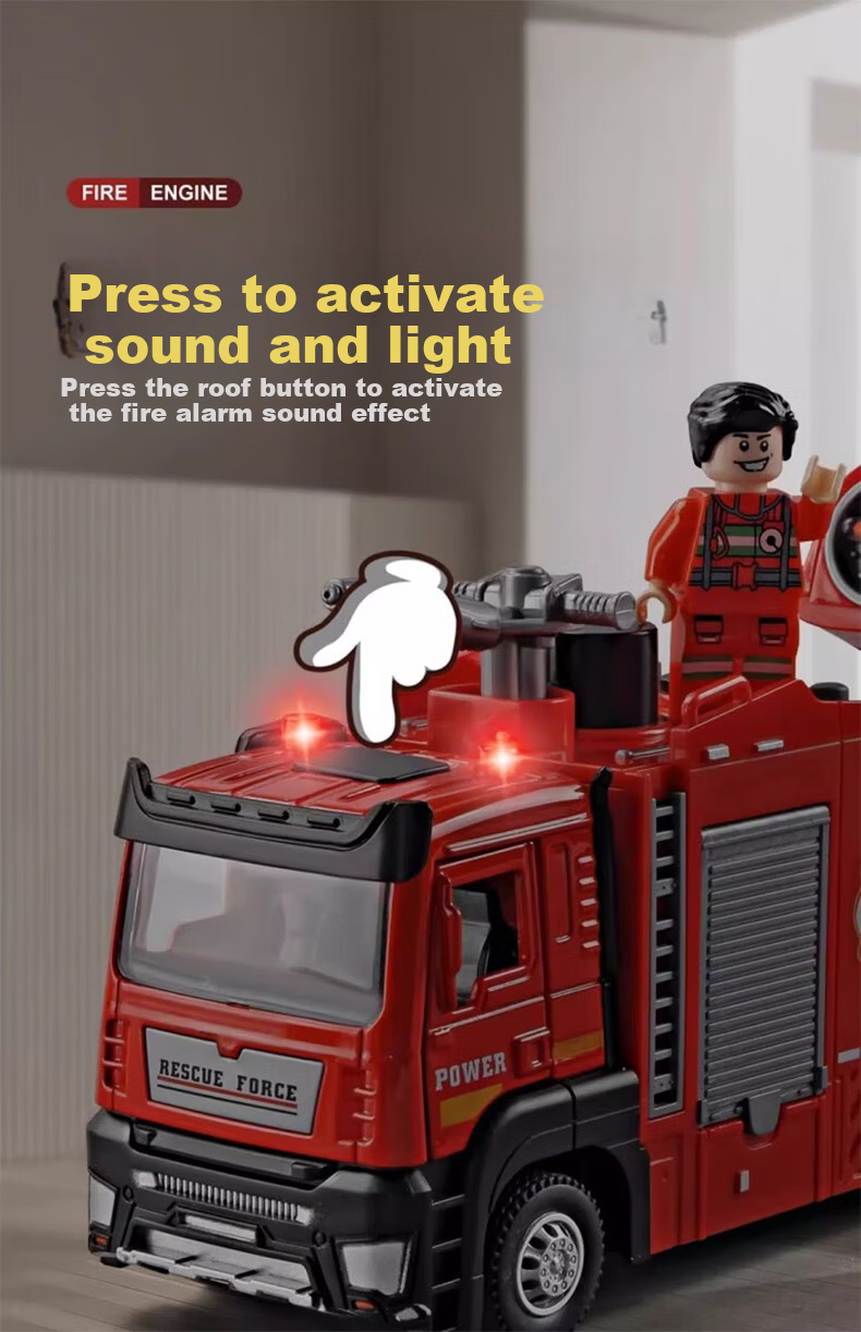 Aiful Alloy Fire Truck Toy for Boys Large Water Spray Firefighting Rescue Vehicle Children's Day Gift 8