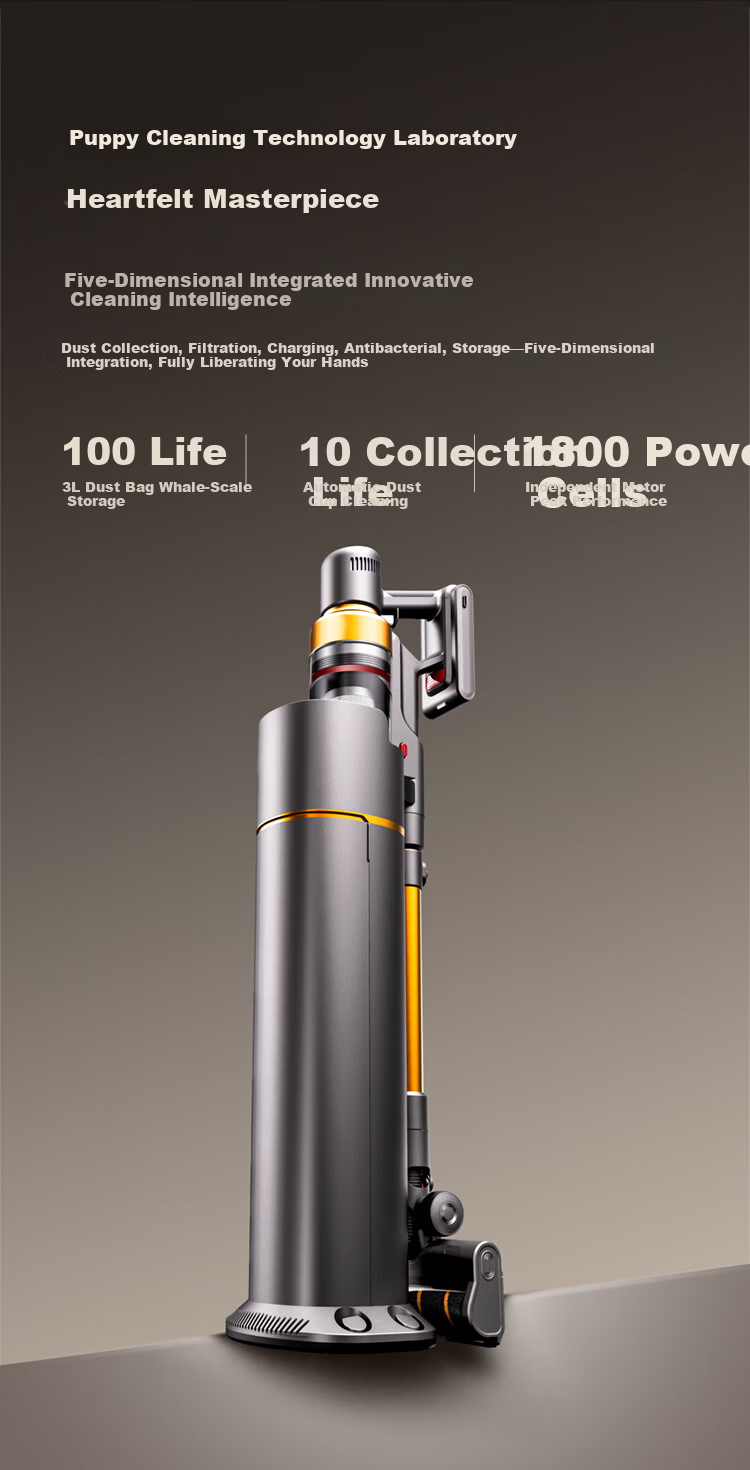 Puppy S005 Ultra Self-Dust Collection Cordless Handheld Vacuum Cleaner High Suction Power for Home【10S Quick Dust Collection 100 Days No Dust Emptying】Suitable for Pet Hair and Mattress Mite Removal 7