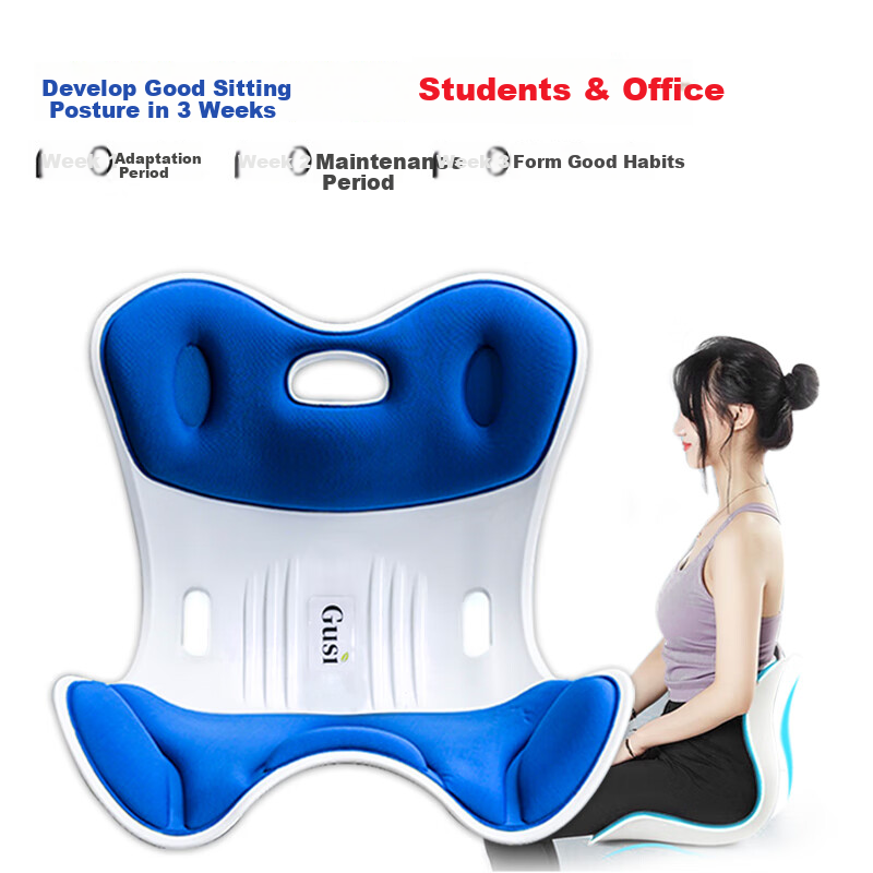 Gusi Lumbar Support Seat Cushion Integrated Backrest Ergonomic Breathable Chair Pad for Long Sitting Comfort