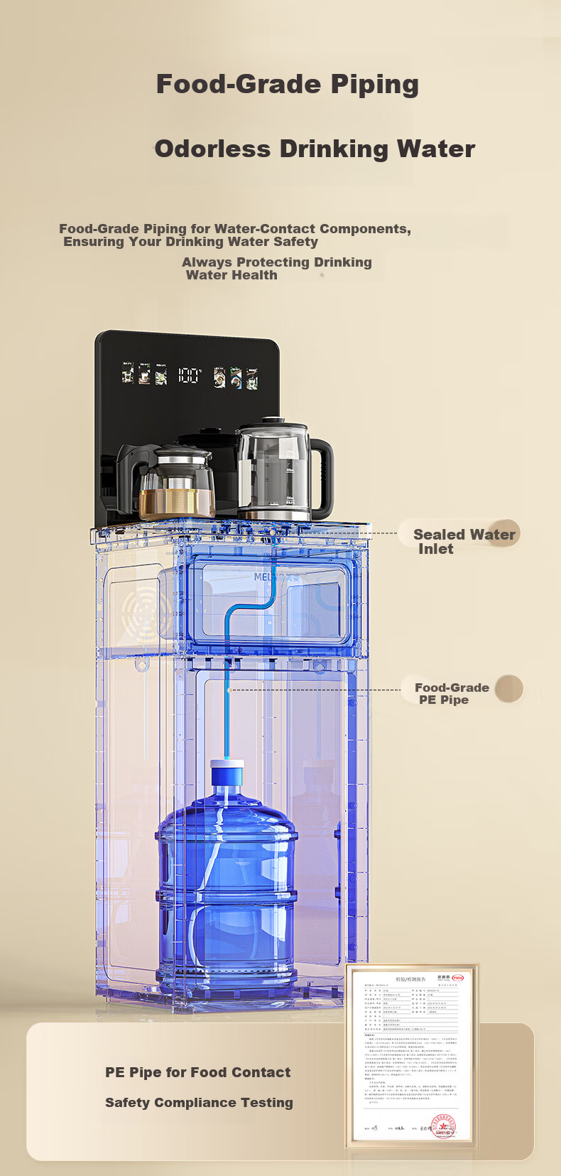 MeiLing Office Home Bottom Water Refill Anti-Overflow Tea Bar Machine Smart Voice Drinking Water Dispenser Flagship New Upgrade Slim Direct Screen Tea Maker MY-DA6215 5