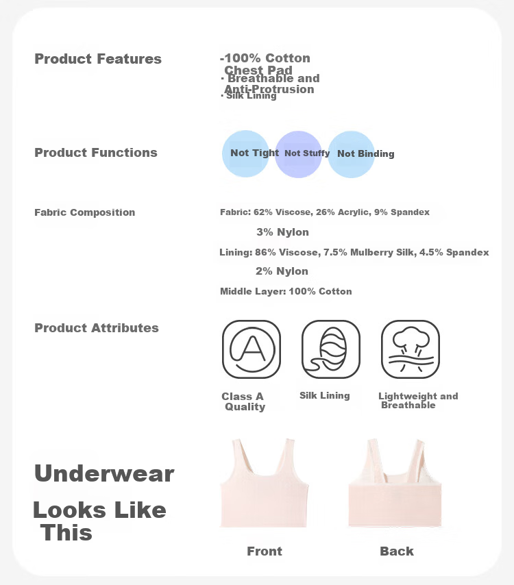 Jiusuiban Girls' Underwear, Children's Spring And Summer Mesh Thin Bra, Developmental Bra for Older Girls 8-10 Years Old, Sports Mid-Length Vest 2