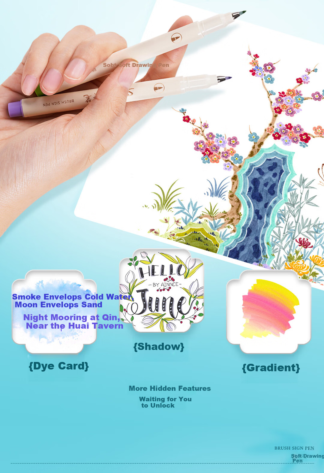 Dianshi Brush Pen Soft Drawing Pen Elegant Pen [Back to School Essential] Elastic Soft Tip Brush Marker Small Script Student Drawing Journal Birthday 310E New National Colors 24-Color Gift Box 3