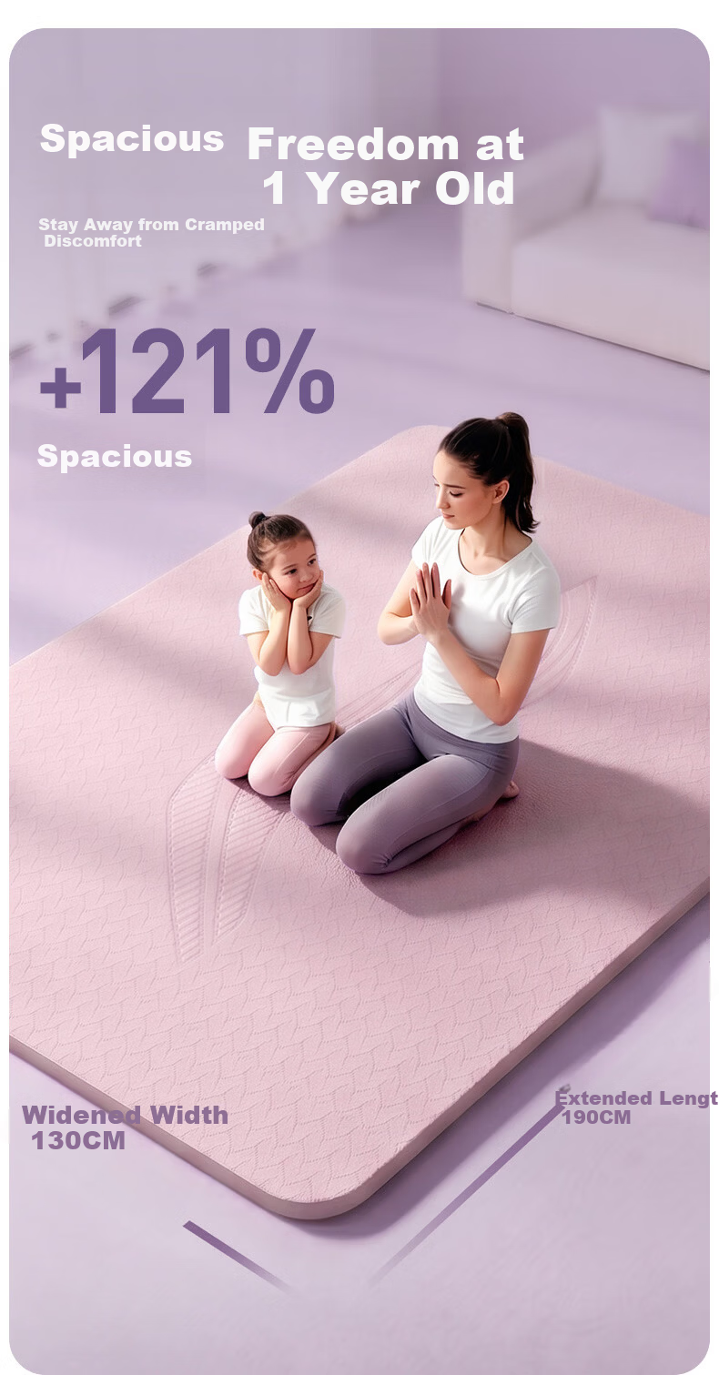 LI-NING Extra Large TPE Yoga Mat Double Size Thickened Wide Non-Slip Shock Absorption Fitness Exercise Mat for Home and Family Use 3