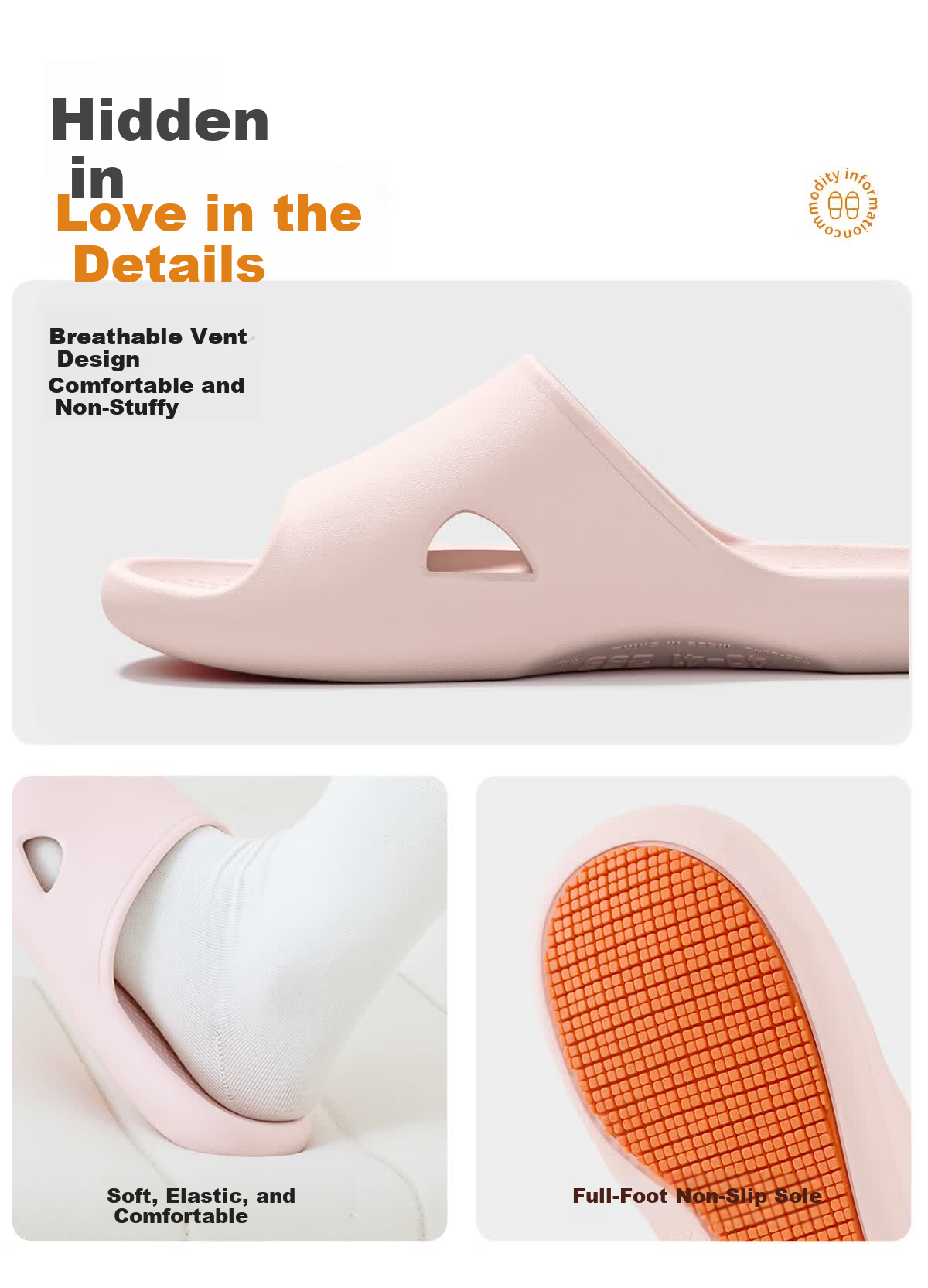 Lidani Full Sole Non-Slip Slippers for Women, Anti-Slip, Suitable for Pregnant Women, Elderly, Indoor Home, Bathroom Shower, Couples' Summer Slippers 14