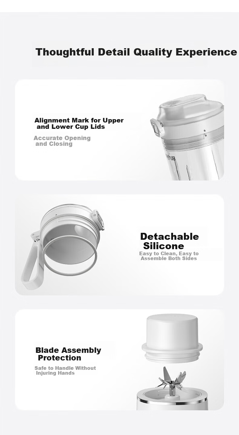Joyoung Juicer Cup Slim Waist Small Blender Fruit and Vegetable Juice Smoothie Food Processor Home Camping Rechargeable Wireless Portable Juicer LJ670 Blue 20