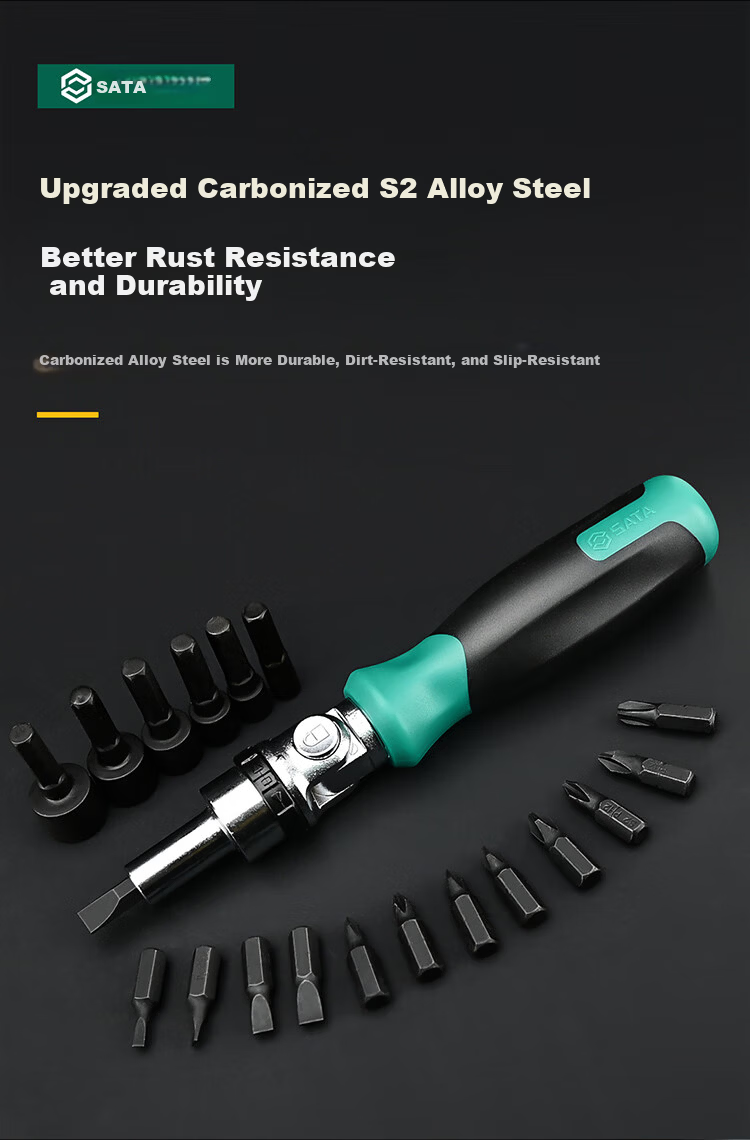SATA 49-Piece Adjustable Ratchet Screwdriver and Wrench Set for Home and Auto Repair with Dual Ratchet Socket Bits Combo 4