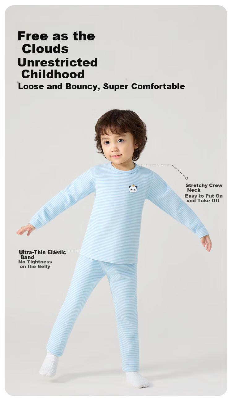 Aibedila Baby Autumn Clothes Set Boys Girls Children's Thermal Underwear Class A Warm Base Layer Set Cat 120 3