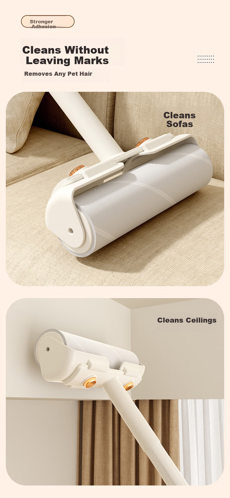 Xiangjiamei Lint Roller, 16cm, 5 Rolls, Long Handle, for Removing Lint from Clothes, Can Tear Off Rolls of Paper, Hair Cleaning, Replacement Pack 14