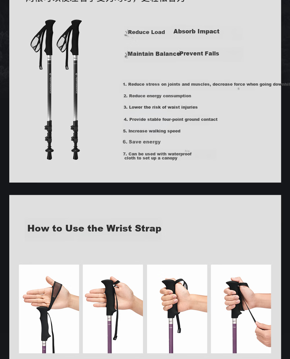 Pelliot [Dengfeng Pro] Outdoor Hiking Pole, Carbon Fiber Telescopic Trekking Poles, Ultra-Light Equipment, 165036018, Purple 17