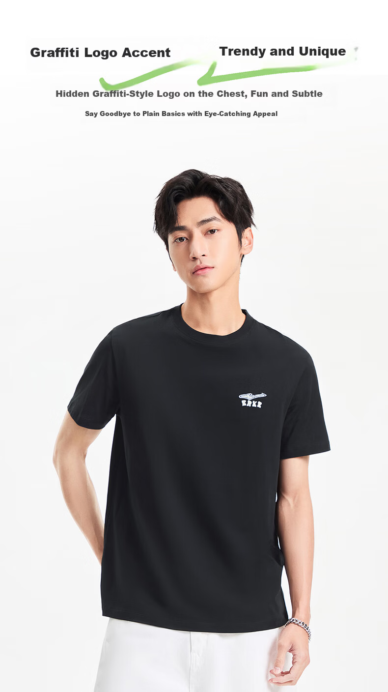 Erke Men's Short Sleeve T-Shirt Summer Casual Outdoor Sports Crew Neck Knit Tee Loose Fit Trendy Top 4