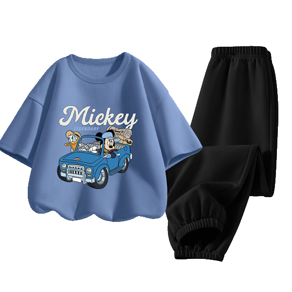 Disney Kids Sportswear 2026 Summer New Comfortable Cotton Girls Short Sleeve T-Shirt Loose Boys Summer Outfit
