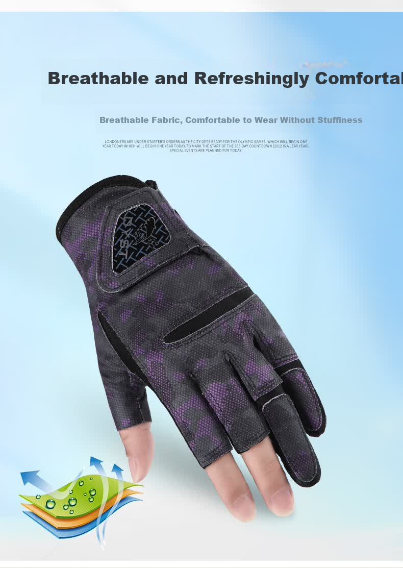 Jian Cai Fishing Gloves Men Outdoor Lure Fishing Cycling Three-Finger Stretchy Sun Protection Non-Slip Wear-Resistant Breathable 6