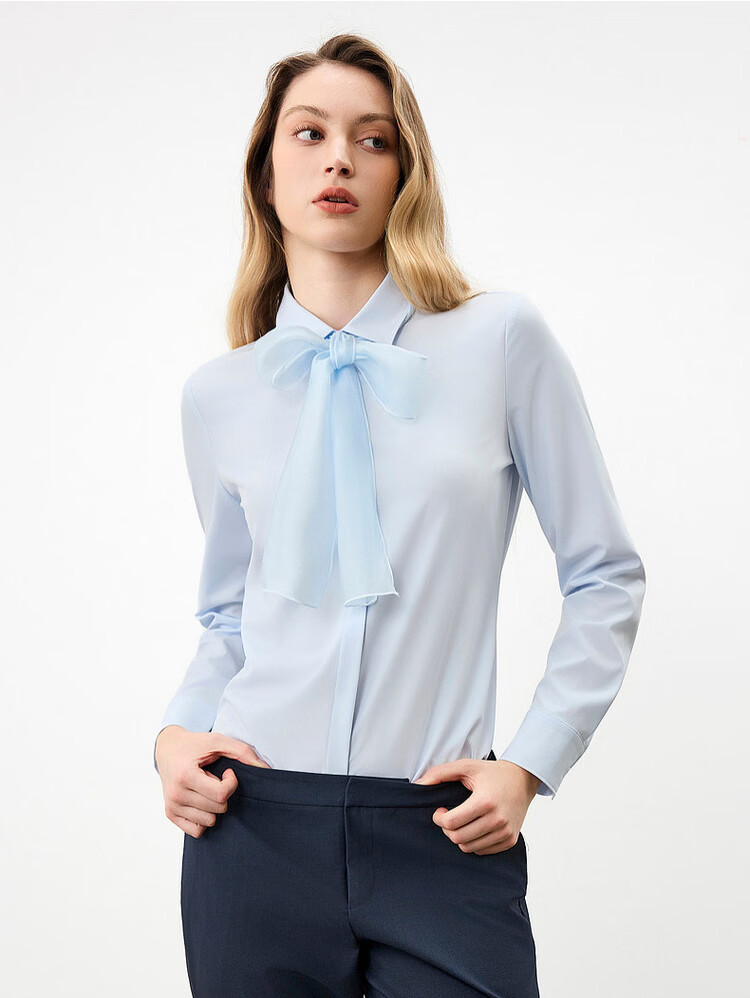 G2000 Women's 2026 Spring Summer Long Sleeve Shirt [Wrinkle-Free Quick-Dry / Comfortable Stretch / With Ribbon / Same Style as Mall] 27