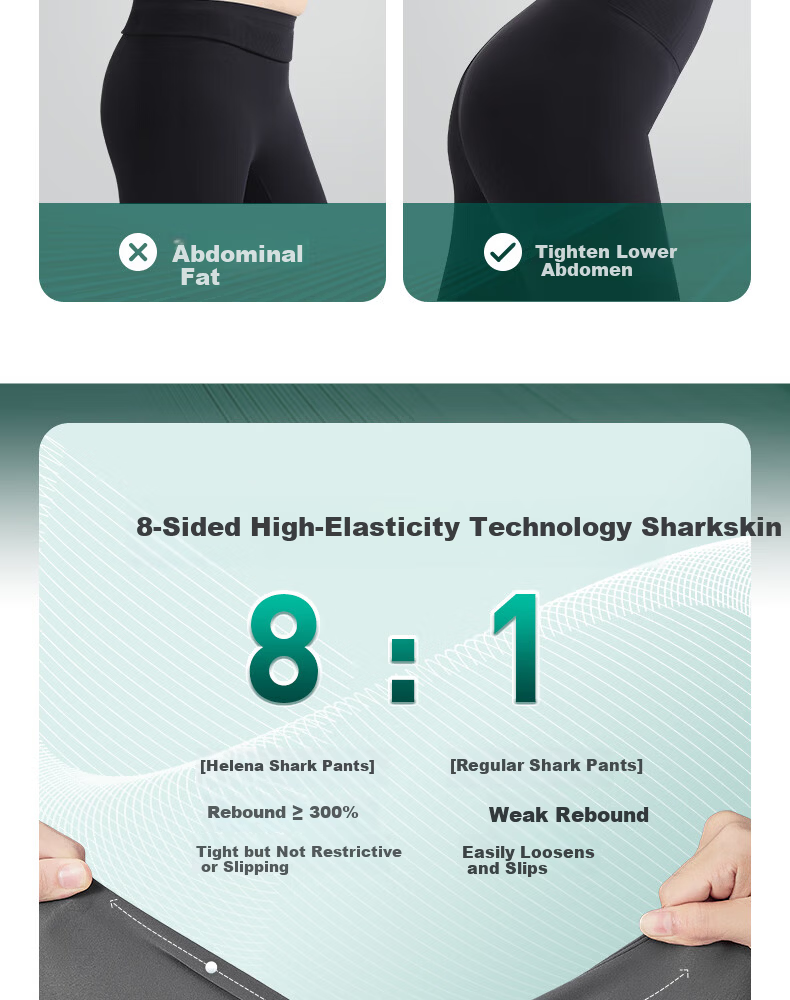 HR Women's Shark Pants Outerwear Leggings High Waist Slimming Tummy Control Hip Lifting Shaping Advanced Gray M 12