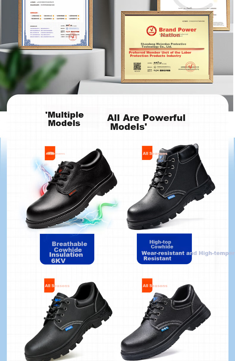 BlueOwl Shield Men's High-Temperature Resistant Steel Toe Anti-Puncture Waterproof Slip-Resistant Safety Work Shoes 005H Size 40 11